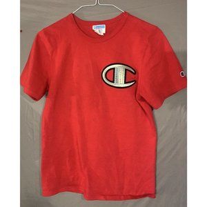 Vintage 90’s Champion Blue Bar T-Shirt Rare Tweed Embroidery Size XS Men RARE